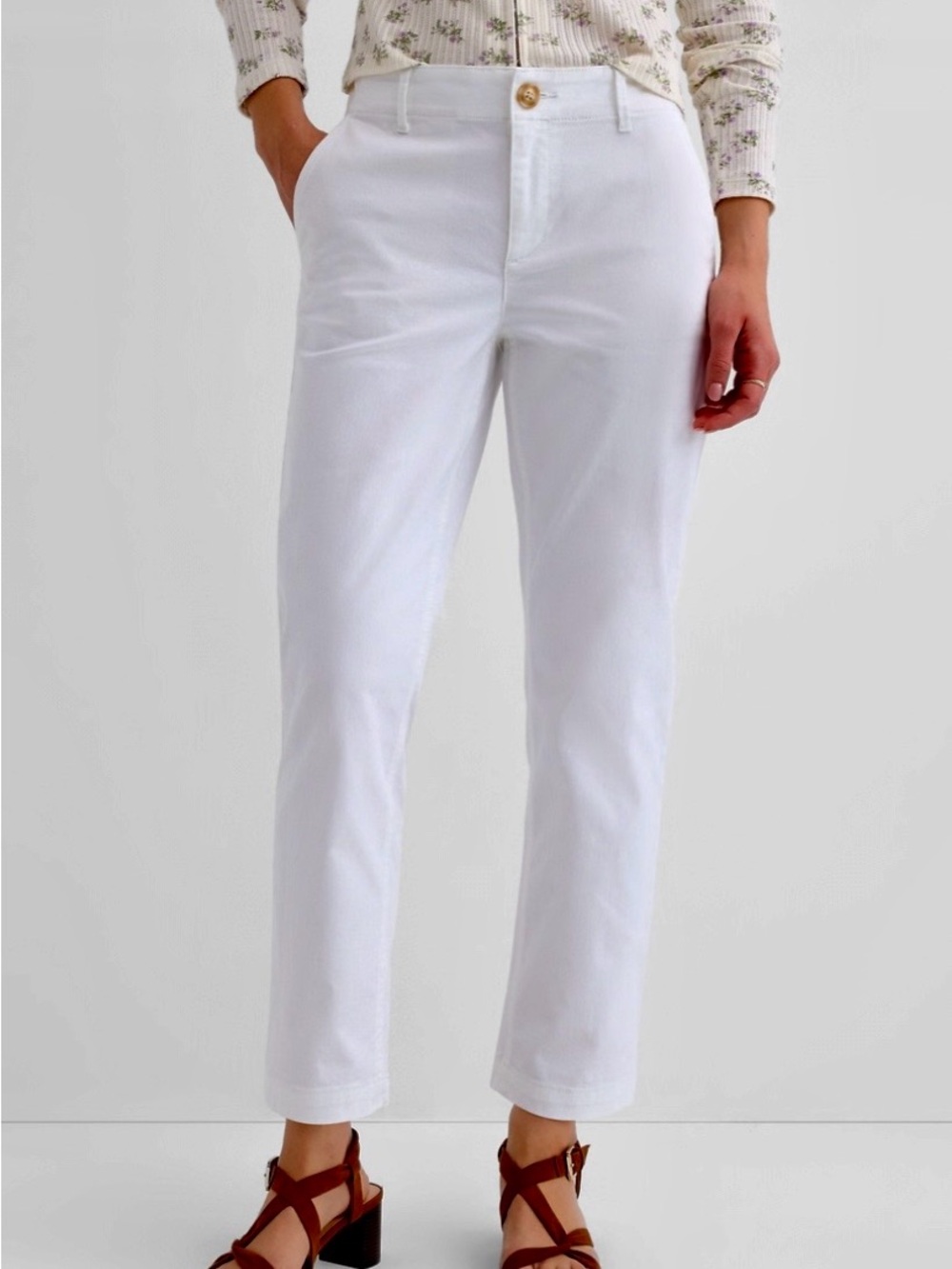 LOFT Monroe, Slim Chino Pants in Bright White, size 10